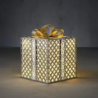 Decorațiune Edelman - Cadou mare auriu, cu leduri