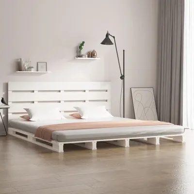 Gossi cadru de pat fara saltea, alb, 180x200 cm, lemn masiv pin