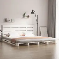 Gossi cadru de pat fara saltea, alb, 180x200 cm, lemn masiv pin