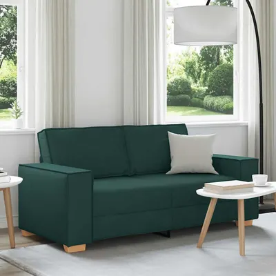 Gossi canapea cu 2 locuri, verde inchis, 140 cm, material textil