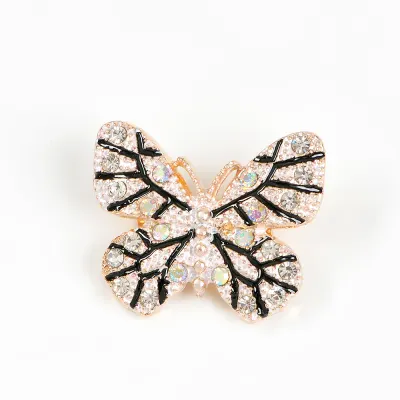 Brosa martisor fluture auriu cu pietre negre