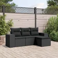 Gossi set mobilier de gradina cu perne, 4 piese, negru, poliratan