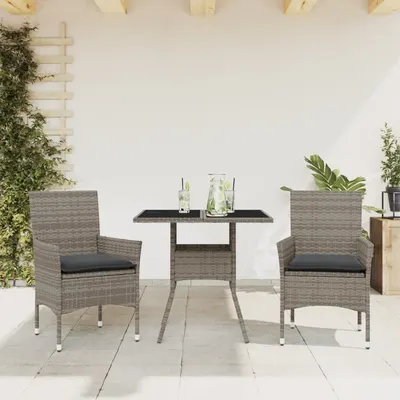 Gossi set mobilier de gradina cu perne 3 piese gri poliratan & sticla