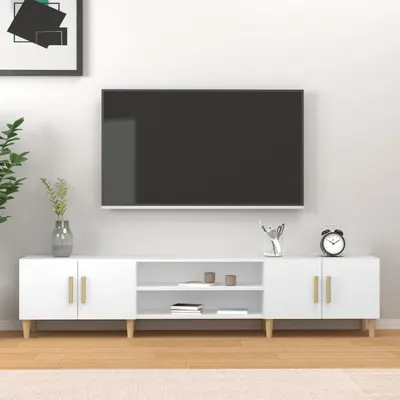 vidaXL Comodă TV albă 180x31,5x40 cm, lemn stratificat
