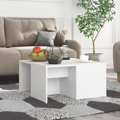vidaXL Măsuțe de cafea, 4 buc., alb, 33x33x33 cm, lemn prelucrat