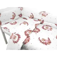 Lenjerie patut cu 3 piese MimiNu, pentru patut 120x60 cm, cu protectie laterala, din bumbac, Design, Betty