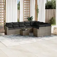 Gossi set mobilier de gradina cu perne, 10 piese, gri, poliratan