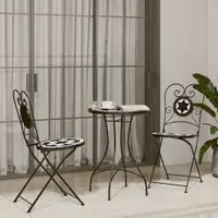 Gossi masa de bistro cu mozaic, negru si alb, fier si ceramica