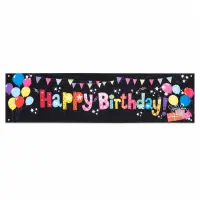 Banner aniversar cu imprimeu Happy Birthday colorat și baloane - Default Title