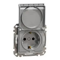 Sedna Design, Priza 2P+E cu obturatoare si capac, IP44, fara surub, aluminiu