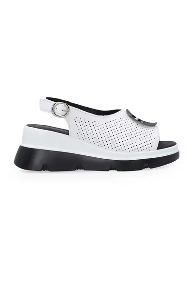 Sandale wedge din piele cu perforatii