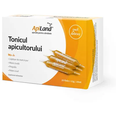 Tonicul Apicultorului - Laptisor de Matca Pur, Miere, Propolis si Polen 20 fiole x 10ml