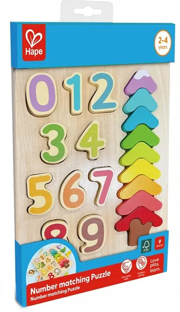 Puzzle din lemn HaPe International - Numere și forme, 20 piese