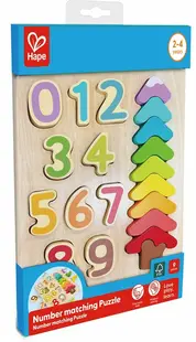 Puzzle din lemn HaPe International - Numere și forme, 20 piese