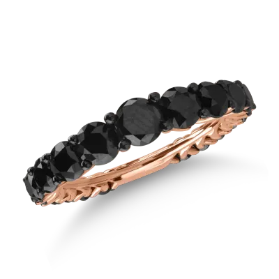 Inel semi eternity din aur roz cu diamante negre de 3.33ct