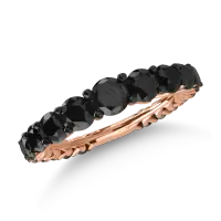 Inel semi eternity din aur roz cu diamante negre de 3.33ct