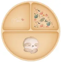 Farfurie din silicon cu ventuză Sassi - Gnawy The Sloth, portocaliu