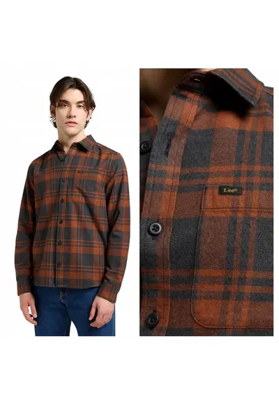 Camasa Pentru Barbati - Marimea M - Maro - Leesure Shirt - Croiala Regular Fit - Material 100% Bumbac - Inchidere Nasturi - Buzunare 1