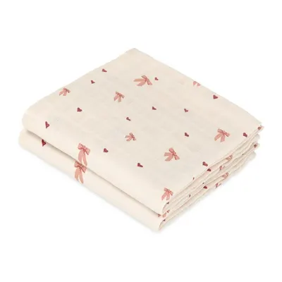 Scutece roz/bej 2 buc. din muselină 70x70 cm Bows – Cam Cam Copenhagen