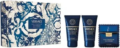 Versace set Man Eau Fraiche Extreme - Apă de parfum , Gel de duș și aftershave, 3 х 50 ml