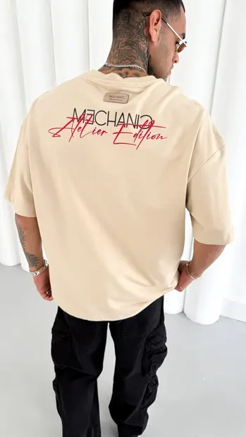 Tricou Oversize Mechanic Atiler Beige Tsmh7(m25-37) (mărime: L)