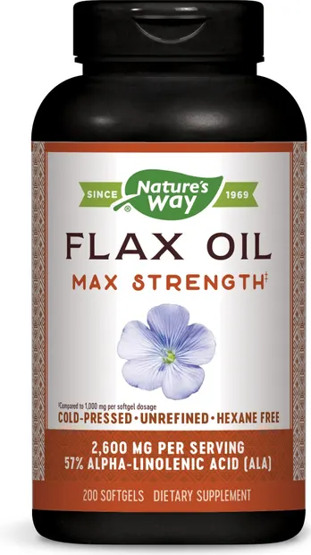 Flax oil, 1300 mg, 200 capsule moi, Nature's Way