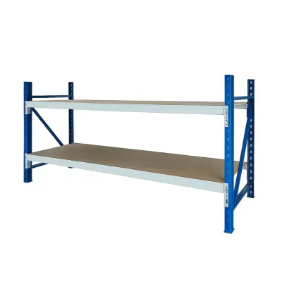 Masa de lucru industriala cu placaj L2000 x D600 x H1000 -200kg/nivel BLUE & WHITE