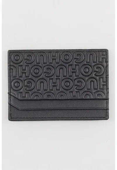 Portcart de piele cu monograma - Negru