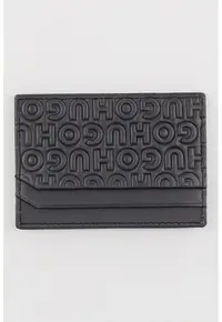 Portcart de piele cu monograma - Negru