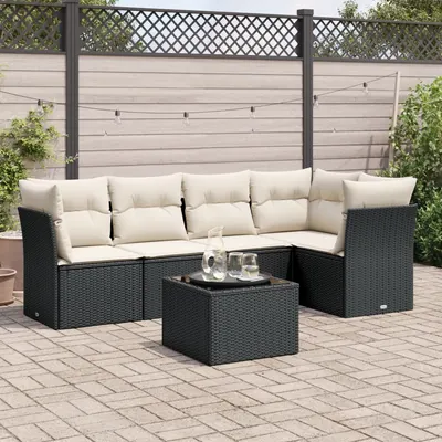 Gossi set mobilier de gradina cu perne, 6 piese, negru, poliratan