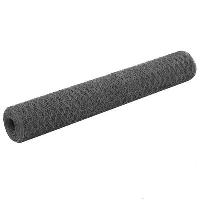 vidaXL Plasă de sârmă găini, gri, 25 x 1 m, oțel cu înveliș PVC
