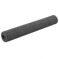vidaXL Plasă de sârmă găini, gri, 25 x 1 m, oțel cu înveliș PVC