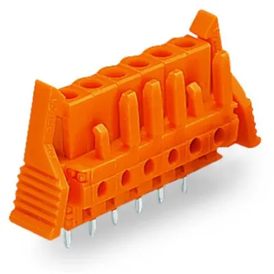 THT female header; 0.6 x 1.0 mm solder pin; straight; Locking lever; Pin spacing 5.08 mm; 3-pole; orange
