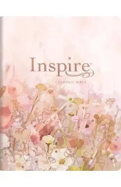 Inspire Catholic Bible NLT Large Print (Leatherlike, Pink Fields with Rose Gold): The Bible for Coloring & Creative Journaling