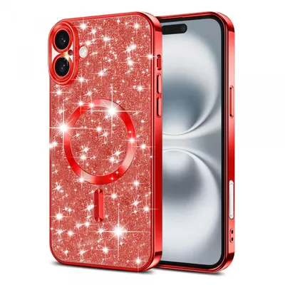 Husa MagSafe pentru Apple iPhone 16 Plus, Techsuit, Luxury Glitter, Rosie