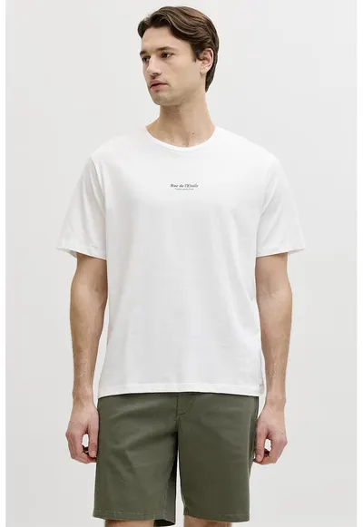 Tricou din bumbac cu imprimeu pe partea din spate - Verde pal/Alb optic
