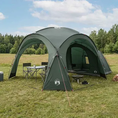 vidaXL Cort lateral Verde Army 410 x 410 x 250 cm Poliester și oțel