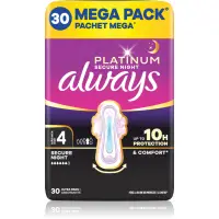 Always Platinum Secure Night Size 4 absorbante pentru noapte 30 buc