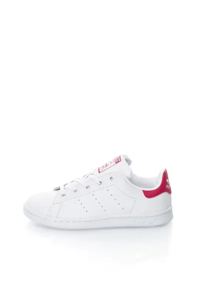 Pantofi sport albi cu detalii fucsia Stan Smith