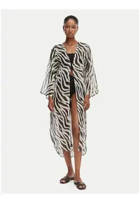 Kimono dama animal print - bej-negru - Negru/Bej