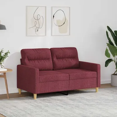 vidaXL Canapea cu 2 locuri, roșu vin, 120 cm, material textil