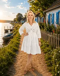 Rochie a, zFloare de Graua, cu decupaje florale si snur din rafie 2