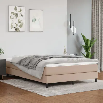 vidaXL Saltea cu arcuri buzunar, fermitate medie, cappuccino, 140x190x20 cm, piele eco