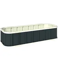 Outsunny Pat Ridicat de Grădină pentru Exterior cu Bază Deschisă, Mănuși, Margini Pliate, Ghiveci în Oțel Galvanizat pentru Plante, Flori, Legume Balcon Grădină, 136x52x31 cm, Gri Închis | Aosom Romania