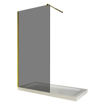 Paravan dus walk in / Perete dus sticla fumurie 6 mm profil auriu tija extensibila 120 x 200 cm