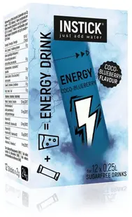 Băutură instant energizantă, cocos și afine, 12 x 2 g, Instick