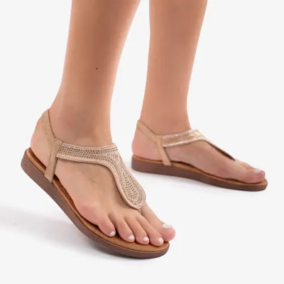 Sandale dama din Piele Ecologica CRL0147 AURIU