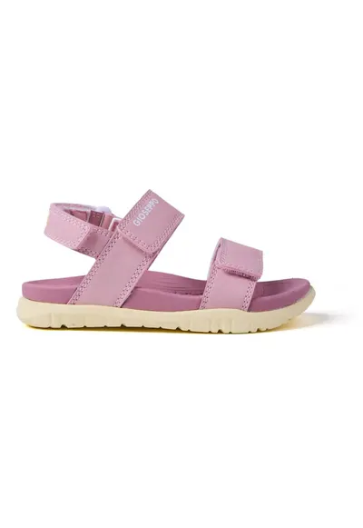 Sandale cu inchidere velcro si model uni - Roz