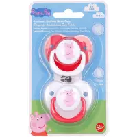 Set 2 Suzete Ortodontice din Silicon pentru Bebelusi 0-6 Luni cu Capac Peppa Pig Little One
