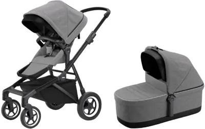 Cărucior combinat 2 în 1 Thule - Sleek, Grey Melange
